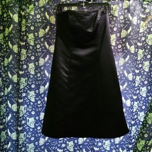 Satin Black Strapless Beaded Cocktail Dress